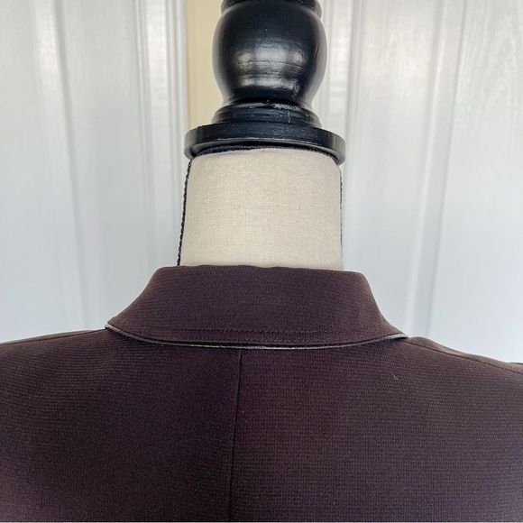 Tabari Size 2P Brown Leather Trim Three Button Suit Jacket with Front Pockets - Picture 11 of 13